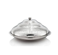 Plateau de service en acier inoxydable de luxe moderne, écologique et robuste avec couvercle en dôme pour usage commercial en cuisine