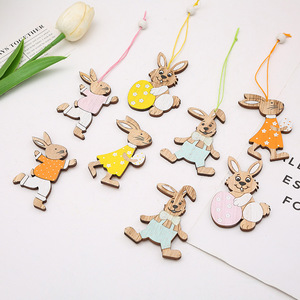 Grenzüberschreitende Oster-Neuheit: Niedlicher Hase im Europäischen Stil, Holzhandwerk als Hängedekoration, Bunte Eier, Ländliche Dekoration - Product Image 4