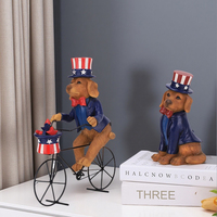 Figurines de chien en résine Redeco, style patriotique, décoration artistique, design sur le thème du drapeau américain pour la maison, exposition du Jour de l'Indépendance