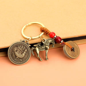 Llavero de Latón Estilo Chino para Hombre, Diseño 2026, Venta al por Mayor, con Diseño de Calabaza, Dinero de los Cinco Emperadores <span class=keywords><strong>Valientes</strong></span> y los <span class=keywords><strong>Doce</strong></span> Signos del Zodiaco, Impresión UV - Product Image 5