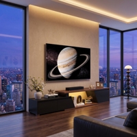 Meuble TV pliable de luxe en bois avec LED, console multimédia moderne noire avec 2 tiroirs pour salon et chambre, compatible avec les téléviseurs de 65 pouces et plus