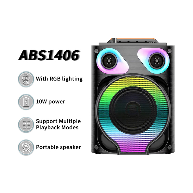 ABS-1406 10W BT Wireless Speaker with Flame Light USB TF FM TWS Type-C Rechargeable 1800mAh Battery Portable Outdoor Speaker