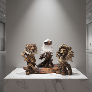 Figura Decorativa de León Artística Pintada a Mano en 3D, Estilo Retro Americano, de Resina, para Decoración del Hogar - Product Image 1