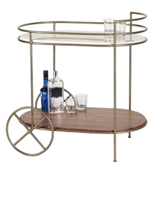 <span class=keywords><strong>Chariot</strong></span> à boissons à 2 niveaux avec dessus en marbre et cadre en métal doré <span class=keywords><strong>Chariot</strong></span> de <span class=keywords><strong>bar</strong></span> à bonbons en <span class=keywords><strong>bois</strong></span> Mariage Maison Hôtel Salle à manger Salon Hall Utilisation - Product Image 1