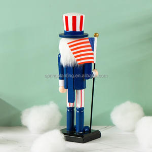 PLANTA DE PRIMAVERA 25cm Estilo americano Portador de la bandera Soldado Cascanueces-Decoración navideña Figura de madera Decoración navideña - Product Image 2