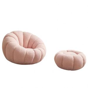 Poltrona a Forma di Zucca con Poggiapiedi per Soggiorno, Set di Mobili Moderni per Salotto, Design per la Casa - Product Image 5