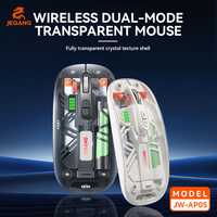 Souris sans fil optique double mode 2,4G/5GHz JW-AP05, rétroéclairage RVB, 5 boutons, design ergonomique, coque transparente, charge Type-C