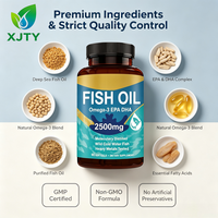 XJTY Nature Omega 3 Huile de poisson 2500mg avec EPA + DHA Capsules molles pour le soutien du cœur, du cerveau et du système immunitaire des adultes