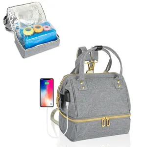 New Fashion Portable Cooler Bag With USB Charging Port Thermal Mommy Tote Bag For Baby's Bottles