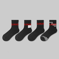 Chaussettes de sport personnalisées avec logo, en coton tricoté, pour hommes, marque privée, couleur noire, pour le printemps