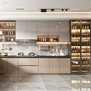 Ensemble complet d'armoires de <span class=keywords><strong>cuisine</strong></span> autoportantes en bois massif avec portes Shaker, plan de travail en granit artificiel et quincaillerie en acier inoxydable - Product Image 4