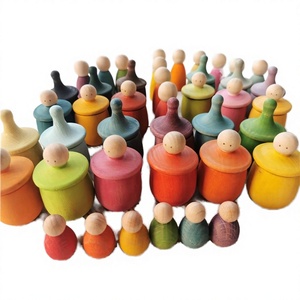 Muñecas de Madera Pastel Nature Nin para Niños de 2 a 4 Años, Juego de Bloques de Construcción de Madera, Muñecas Apilables - Product Image 2