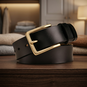 BS INTERNATIONAL Custom Length Cow Hide Genuine Leather Belts Square Stainless Steel Pin Buckle Handmade Printed Lightweight - Product Image 1