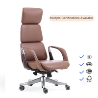 Chaise de bureau de direction moderne en cuir de luxe, base en alliage d'aluminium, design ergonomique rotatif, confortable et durable