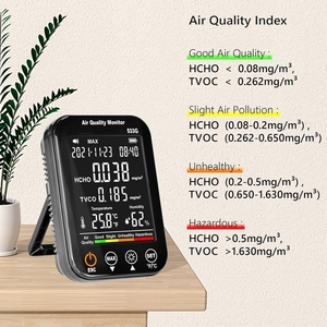 Analyseur de qualité de l'air intérieur Holdpeak Hp-533g, moniteur numérique de la pollution atmosphérique avec test de HCHO, TVOC, température et humidité - Product Image 4