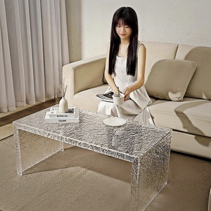 S Table d'appoint acrylique Table basse acrylique <span class=keywords><strong>Transparent</strong></span> Grain Table d'appoint mode Table basse eau <span class=keywords><strong>ondulé</strong></span> Table à thé - Product Image 2