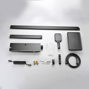 Modern Wall <b>Mounted</b> Shower Set With Digital Display Temperature Control Large Storage Shelf Five Function <b>Spray</b> Head - Product Image 2