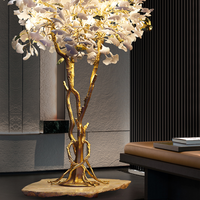 Nouveau produit projet personnalisé décoration intérieure luminaire hôtel villa maison salon céramique blanc feuille de ginkgo lampadaire