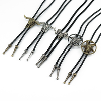 Cravate Bolo en Alliage de Cuivre et Cuir pour Homme, Accessoire de Cowboy Style Western Vintage avec Logo Personnalisé