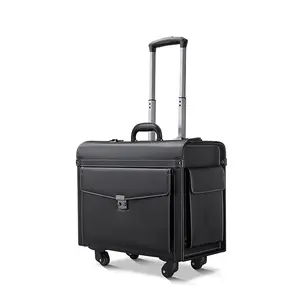Оптовая продажа, чемодан для багажа пилота высокого качества, чемодан для путешествий, фабрика OEM ODM, деловой человек, сумка из искусственной кожи, Бортовая Сумка на 4 колеса