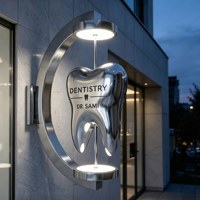 Enseigne publicitaire suspendue LC Sign, double face, 3D, LED, en aluminium, étanche, boîte à lumière pour dentisterie, utilisation en extérieur