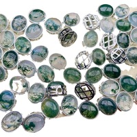 Agate Mousse Naturelle Pierre Précieuse Lâche Lumineuse et Délicate Ovale Fond Plat Plaine 9X11mm Pierre Principale avec Couleur de Surface Brillante
