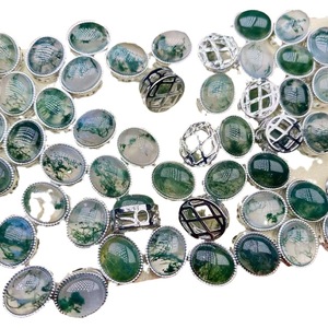 Piedra preciosa suelta de ágata de musgo natural, brillante y delicada, fondo plano ovalado, piedra principal lisa de 9X11mm con color de superficie brillante - Product Image 5