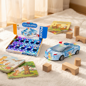 Voiture de police lumineuse à friction avec musique et feux clignotants pour enfants – Jouet pour jeu imaginatif - Product Image 2
