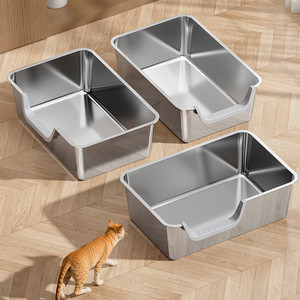 Bandeja Sanitaria de Acero Inoxidable <span class=keywords><strong>para</strong></span> <span class=keywords><strong>Gatos</strong></span>, Inodora y Antiadherente, <span class=keywords><strong>para</strong></span> <span class=keywords><strong>Gatos</strong></span> <span class=keywords><strong>Grandes</strong></span>, Venta al por Mayor - Product Image 6