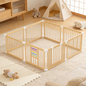 Parc de jeu pliable en bois pour bébé, grande zone d'activités intérieure sécurisée, mobilier pour enfants - Product Image 3