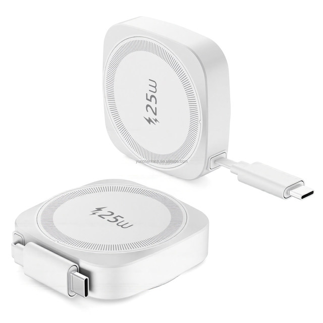 Lightweight Chargeur Accessories Mini Portable Travel for iphone 17 Pro Max 25W Magnetic Wireless Charger with Retractable Cable