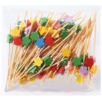 Hete Verkoop Milieuvriendelijk Biologisch Afbreekbaar Composteerbaar Wegwerp Bamboe Hout Bestek Sets Hart Fruit Spies Pick Voor Feest