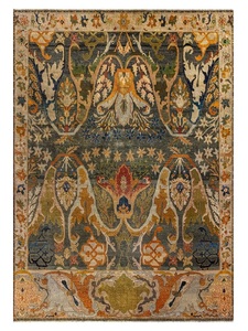 Natural Wool and Silk Tibetan Carpet Hand Knotted Handmade Luxury Rug for High End Home Decoration Hotel Interiors and Designer - Product Image 1