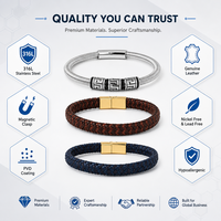 Bracelet en cuir tressé pour homme Forever Season, fermoir magnétique en acier inoxydable 316L, multicolores, vente en gros, OEM personnalisé
