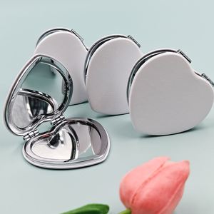 PU Folding White Heart-Shape Double-Sided <b>Makeup</b> Mirror with Printing Pattern Cosmetic <b>Tool</b> - Product Image 4