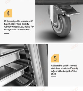 Fabbrica diretta 16 <span class=keywords><strong>32</strong></span> vassoi in acciaio inox elettrico di raffreddamento per alimenti carrello <span class=keywords><strong>a</strong></span> spinta cibo freddo per bere armadio con ruote - Product Image 5