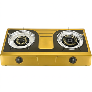 Cuisinière à gaz portable à deux brûleurs en acier inoxydable avec commande par bouton et allumage piézoélectrique, idéale pour l'hôtellerie, classe A, sécurité anti-extinction de flamme, facile à nettoyer - Product Image 1
