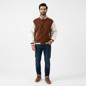 Comfortable Men's Canvas Varsity <b>Jacket</b> Stand Front Breathable <b>Waterproof</b> Windproof <b>Light</b> Weight High Quality Customizable - Product Image 1
