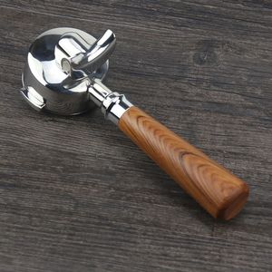 Portafiltro de café <span class=keywords><strong>Delonghi</strong></span> Breville de 51 mm, 54 mm, 58 mm con doble salida y cesta para 2 tazas (compatible con cabezal E61) con <span class=keywords><strong>mango</strong></span> de madera - Product Image 4
