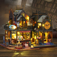 En gros Magic Clock Town Diorama architectural 3D en bois à monter soi-même, type 'Book Nook', Puzzle, STEM, Décoration artisanale pour mini-maison de poupées, Cadeau pour adultes