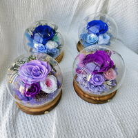 Nouvelles fleurs séchées faites à la main, dôme en verre à LED longue durée, respectueux de l'environnement, pour la Saint-Valentin, Noël