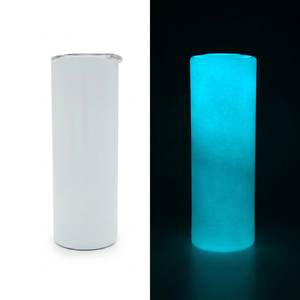 USA Stock Stainless Steel 20oz Glow Blue Double Wall Vacuum Insulated Tumbler with Lid Minimalist Design - Product Image 1