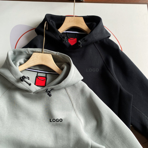 2025 <span class=keywords><strong>felpa</strong></span> Pullover in maglia di cotone 100% da uomo nuovo stile da Jogger ampia Casual con cappuccio <span class=keywords><strong>e</strong></span> nastro adesivo per la stagione autunnale - Product Image 4