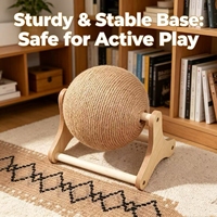 Balle à gratter et griffoir pour chat en bois massif moderne avec conception durable, emballage carton, jouet pour chat pour gratter et grimper