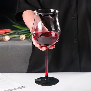 Calice da Vino in Cristallo di Bordeaux Fatto a Mano di Alta Qualità, Lussuoso Bicchiere da Vino Rosso con Stelo Lungo e Base Nera di <span class=keywords><strong>Grande</strong></span> Capacità - Product Image 2
