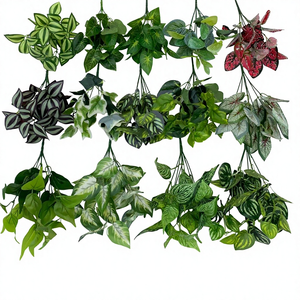 Hoja de Planta Verde, Rama Larga de 5 Ramificaciones, Hoja Blanca, Nueva Flor Artificial para Paisajismo de Ingeniería en Exteriores - Product Image 6