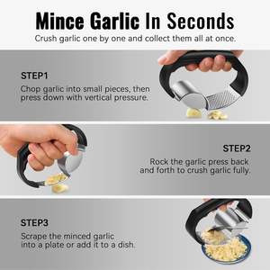 Пресс для чеснока Rocker - измельчитель чеснока из нержавеющей стали, 2-в-1, удобный кухонный гаджет для легкого измельчения - Product Image 4