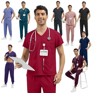 Conjunto Médico para Hombre, Top Ventas, Lavable, Manga Corta, Logotipo Personalizado, para Doctor y Enfermero, Cuello en V Elástico, Múltiples Bolsillos, Corte Atlético - Product Image 2