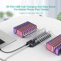 Hub USB 2.0 Sipolar A-805P de 20 Puertos, Cargador para Accesorios de Computadora, Estación de Carga para Teléfono de 120W