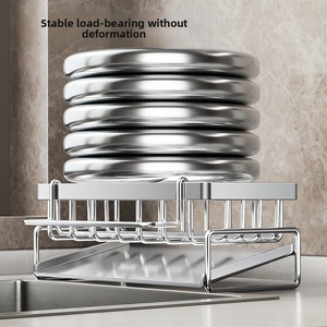 Multifunctional Metal Kitchen Storage Rack 304 Stainless Steel Storage Rack Dish Soap and <b>Scrub</b> <b>Brushes</b> Holder - Product Image 5